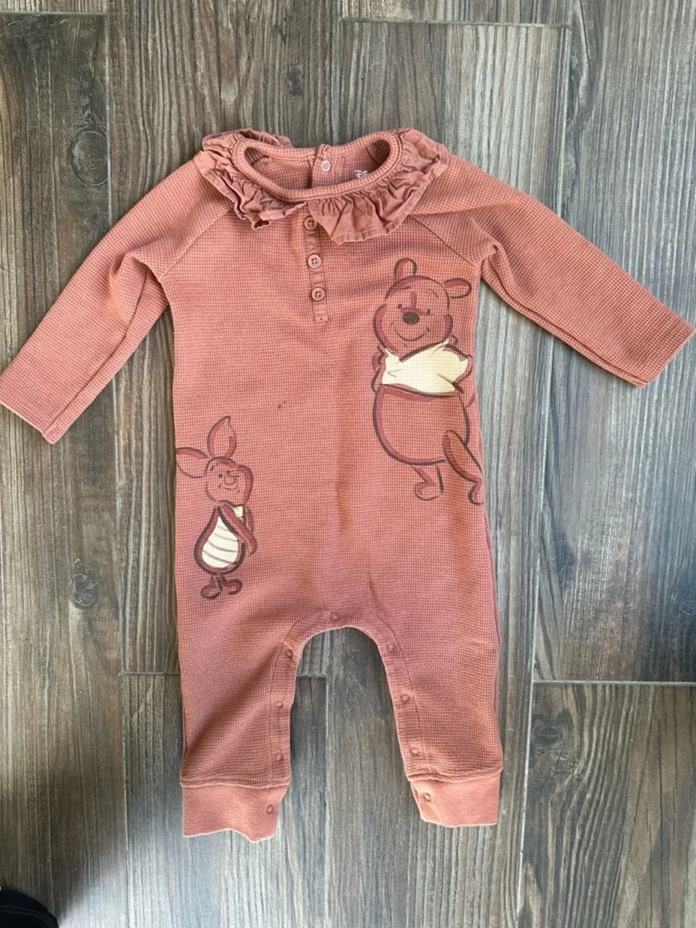 Disney Rust Winnie the Pooh & Piglet Ruffle Collar Jumpsuit